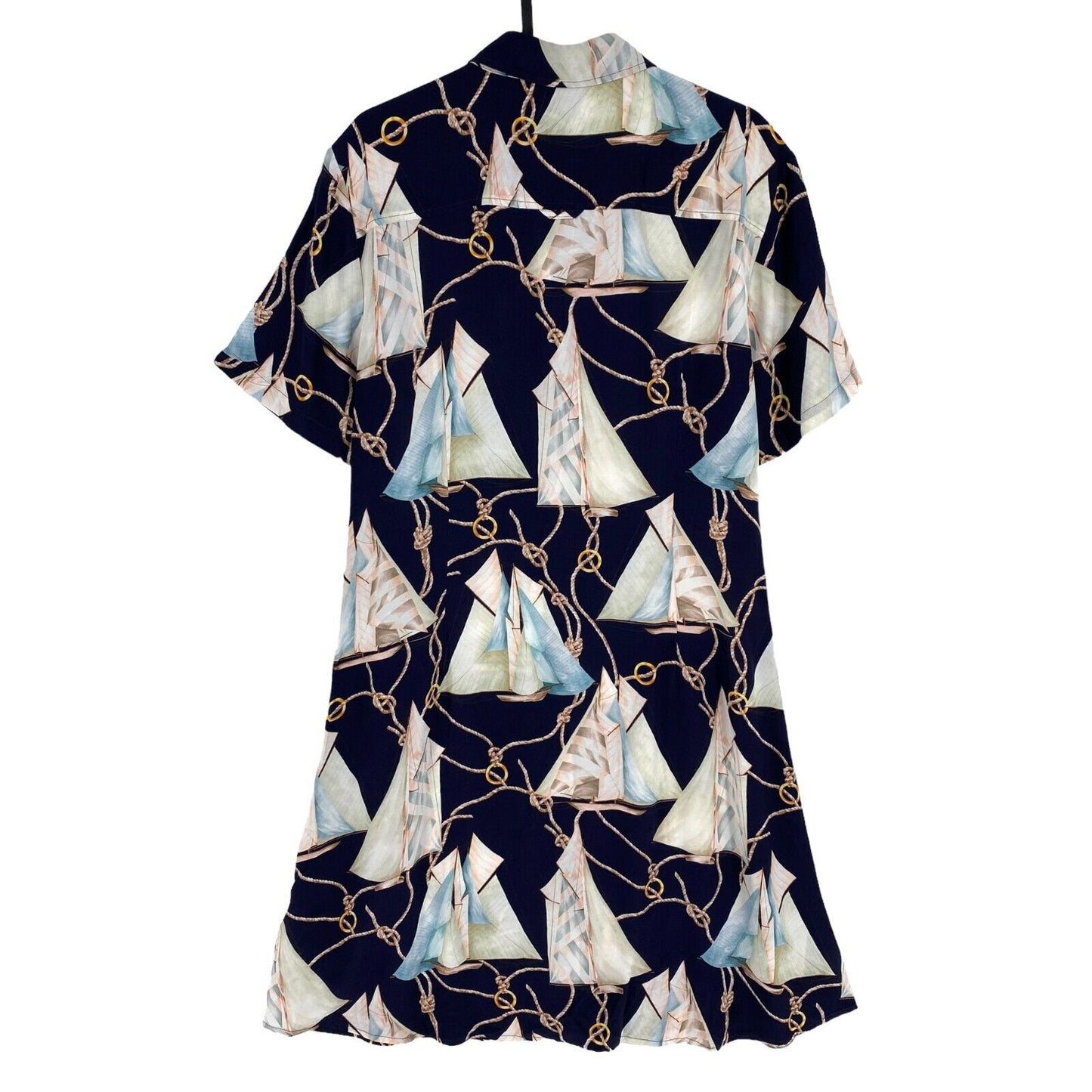 GANT Women Navy Blue Reg Sailing Print Shirt Dress Size EU 40 UK 12 US 10