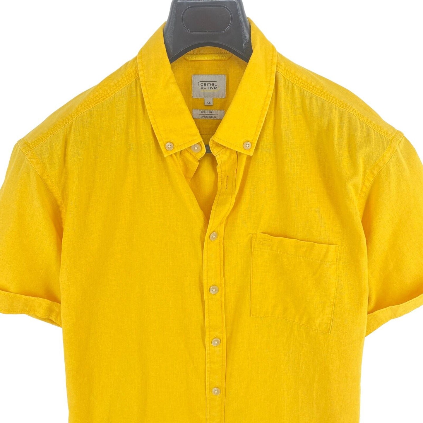 CAMEL ACTIVE Men Yellow Linen Blend Regular Fit Short Sleeves Shirt Size XL