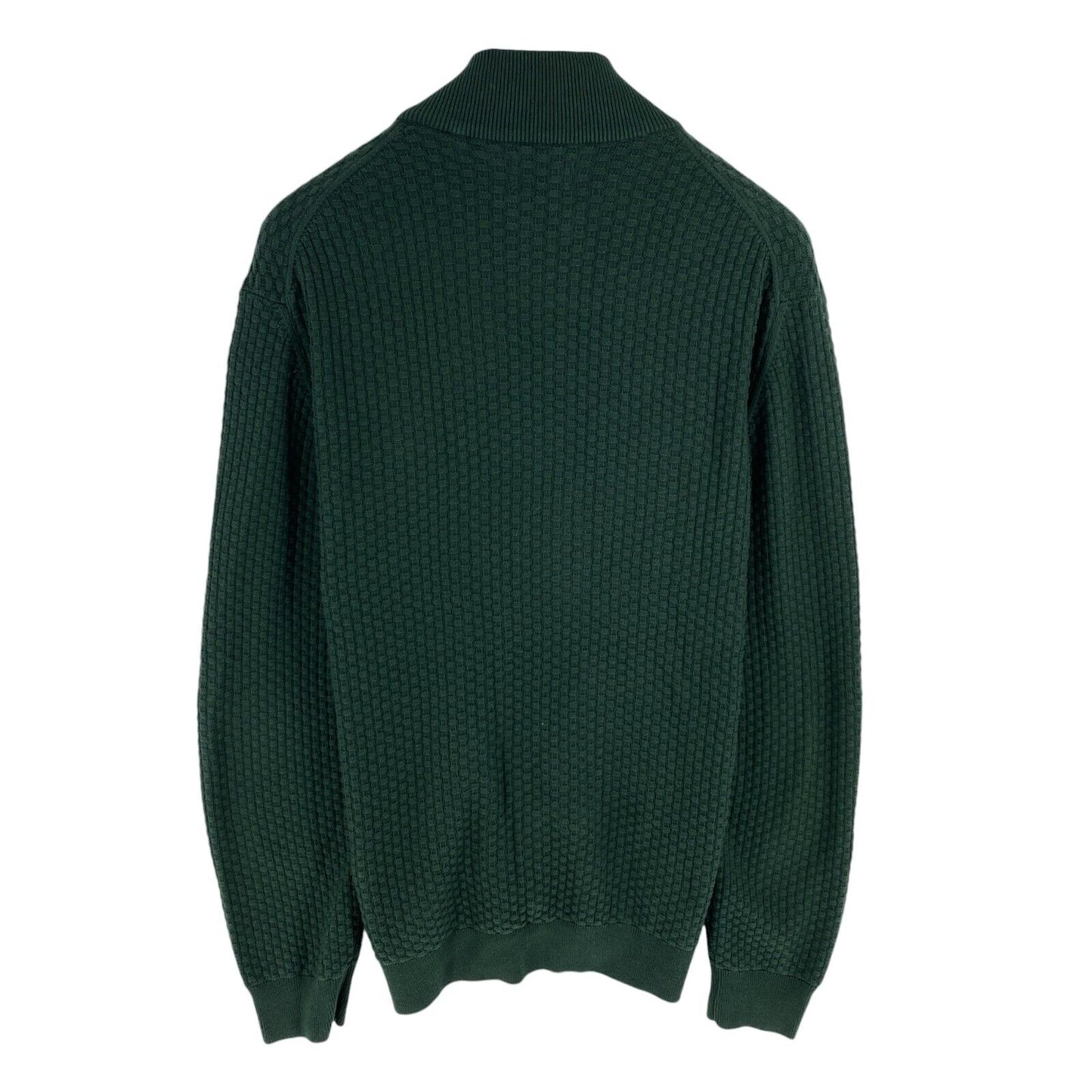 GANT Men Dark Green Cotton Texture Full Zip Sweater Pullover Size XL