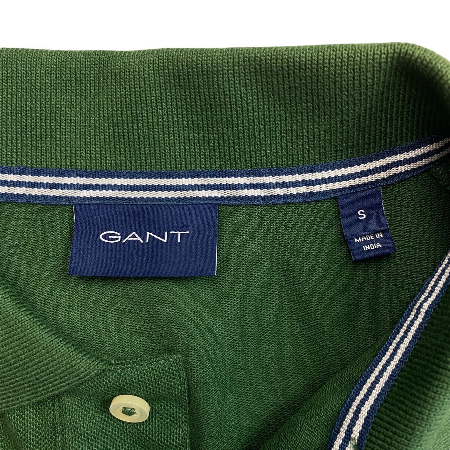 GANT Dark Green Solid Pique Long Sleeve Rugger Polo Shirt Size S