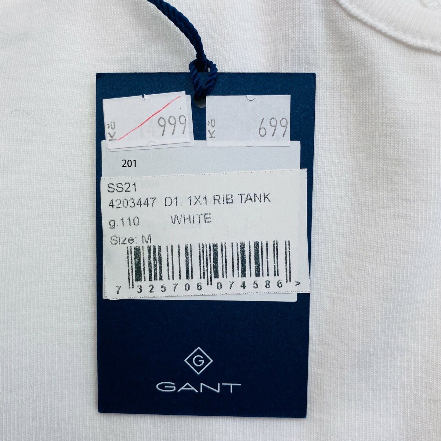 GANT Débardeur côtelé blanc Taille M