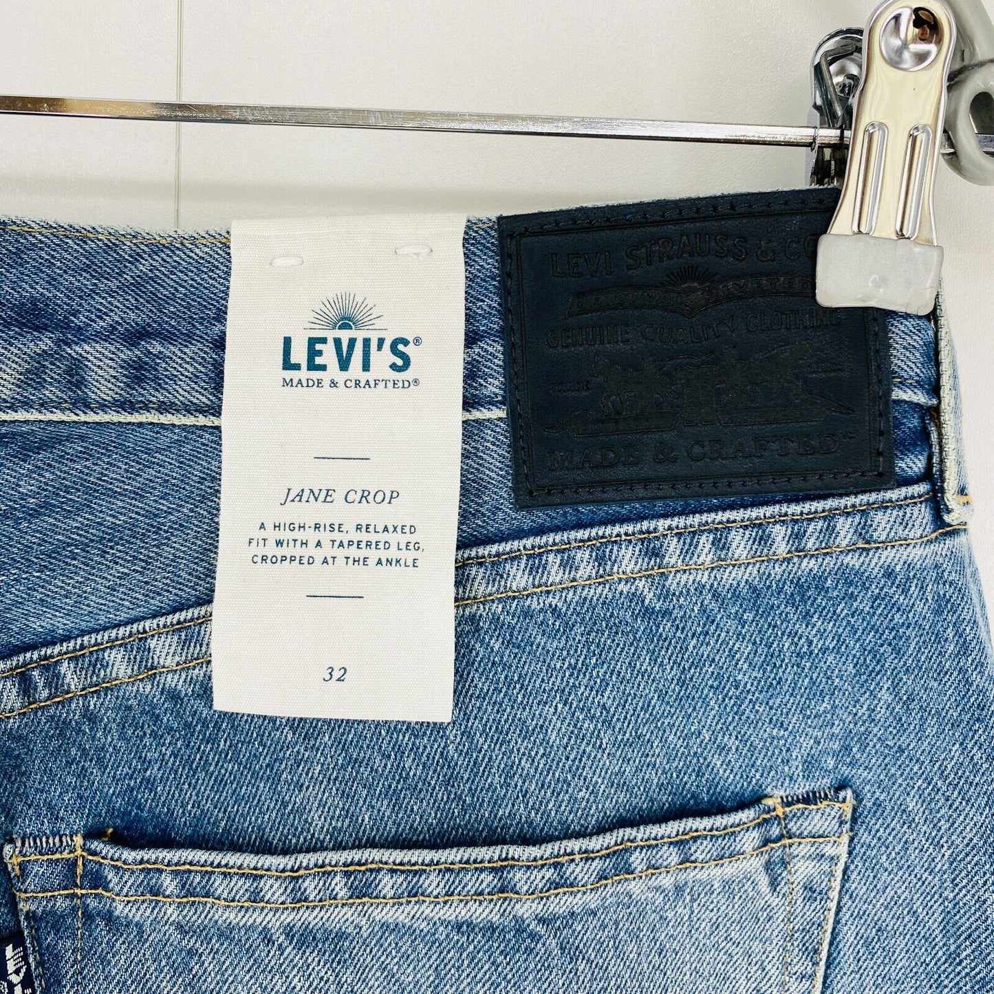 Levi's Made & Crafted JANE CROP Women Blue Relaxed Tapered Fit Jeans W32