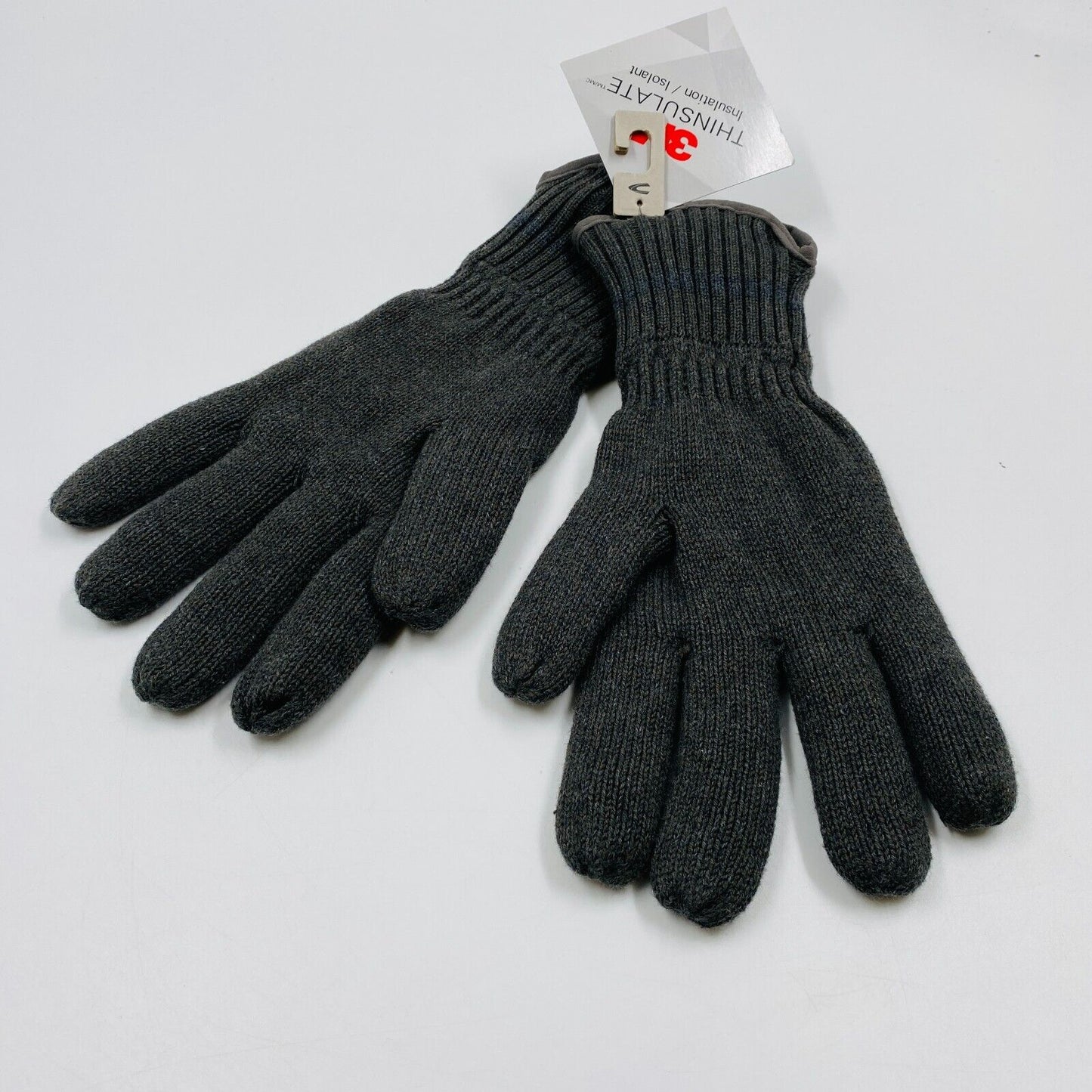 Camel Active Mens Dark Grey Cotton Insulated Warm Knit Gloves Size 2XL XXL