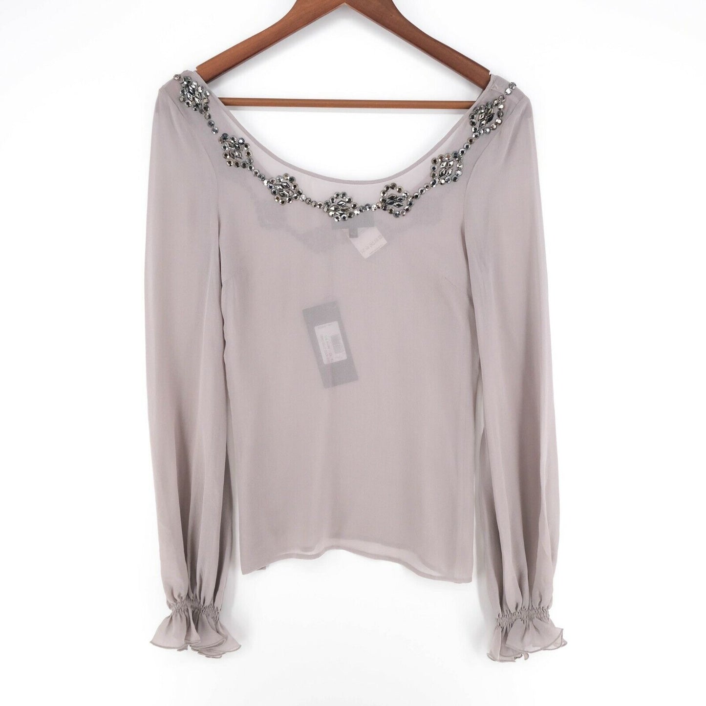 JOHN RICHMOND X Grey Crew Neck Top Blouse Size IT 42 EUR 38 UK 10 US 8