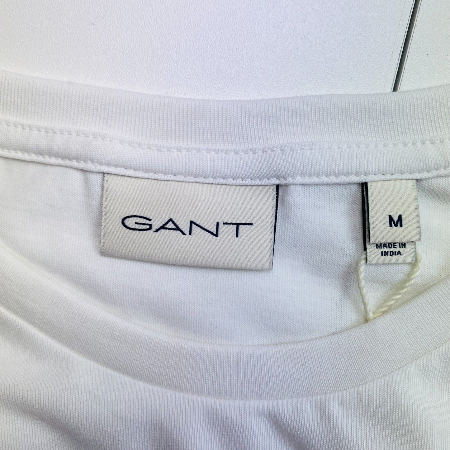 GANT Men White Reg Shiel Crew Neck Long Sleeves T-Shirt Size M