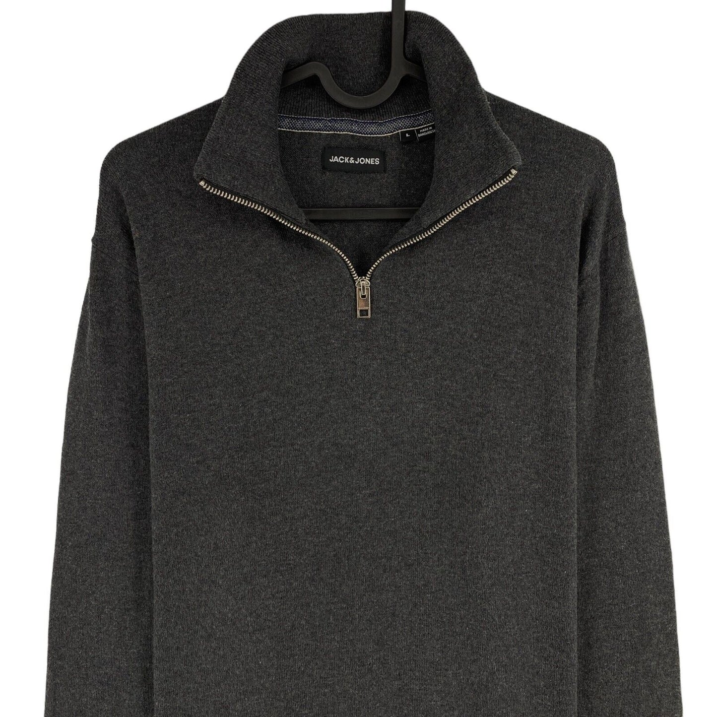 JACK&amp;JONES Gris Tricot Demi Zip Pull Pull Pull Taille L