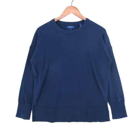 GANT Navy Blue Crew Neck Cotton Cashmere Blend Sweater Jumper Size S