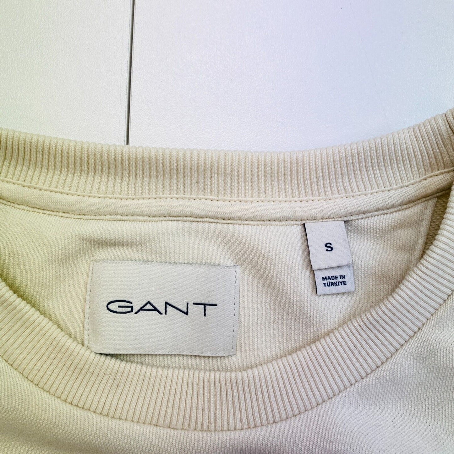 GANT Women Beige Tonal Archive Shield Crew Neck Sweater Jumper Size S