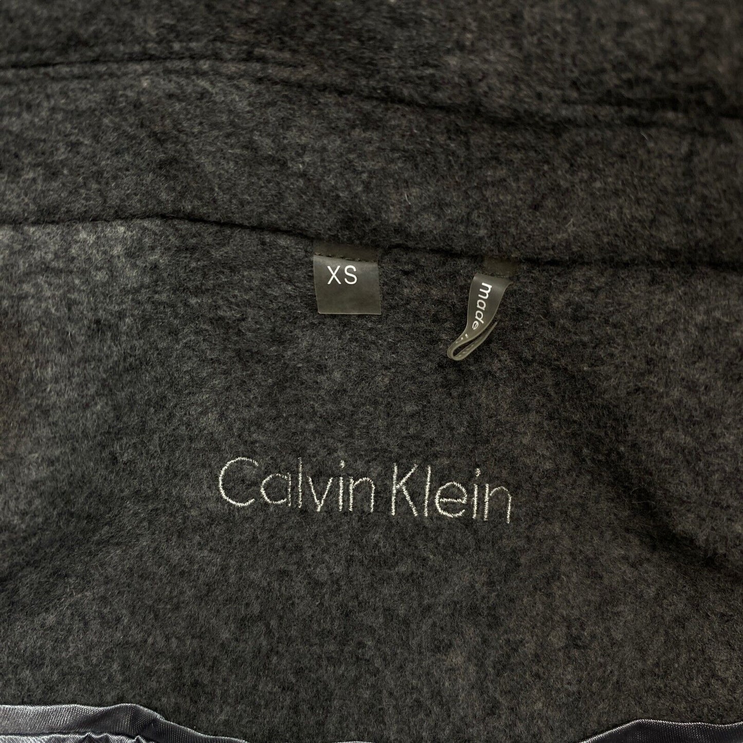 Calvin Klein Gris Laine Mélange Caban Veste Taille XS