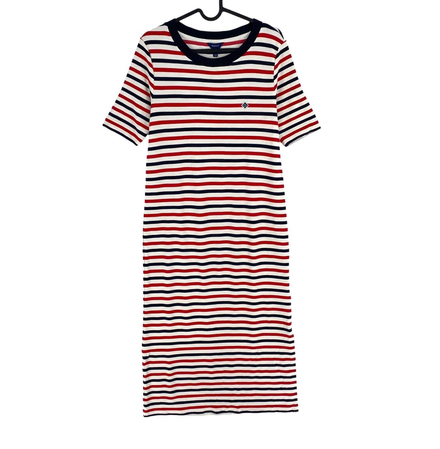 GANT Women Red Icon G Striped Jersey Short Sleeves T Shirt Dress Size M