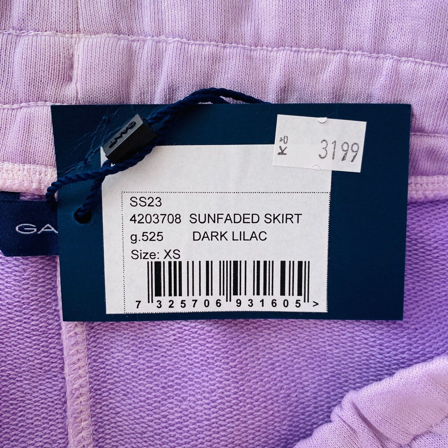 GANT Purple Regular Fit Elastic Waist Drawstrings Sunfaded Skirt Size XS