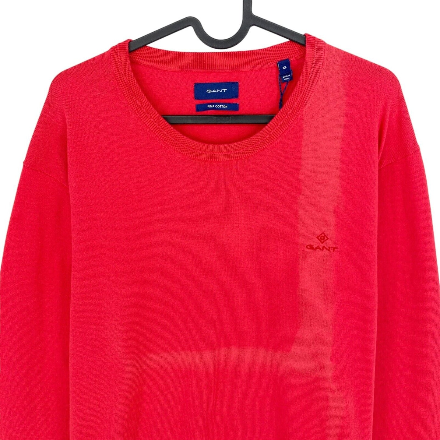 GANT Pinkish Red Pima Lux Contrast Crew Neck Sweater Pullover Size XL