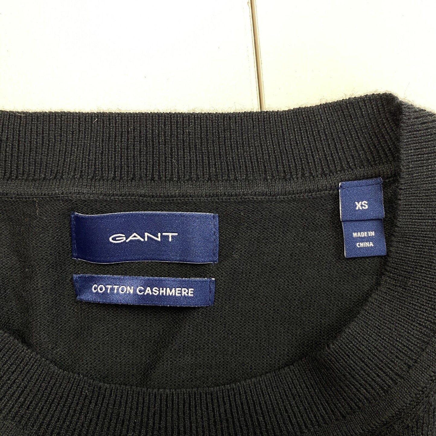 GANT Black Cotton Cashmere Crew Neck Pullover Sweater Jumper Size XS