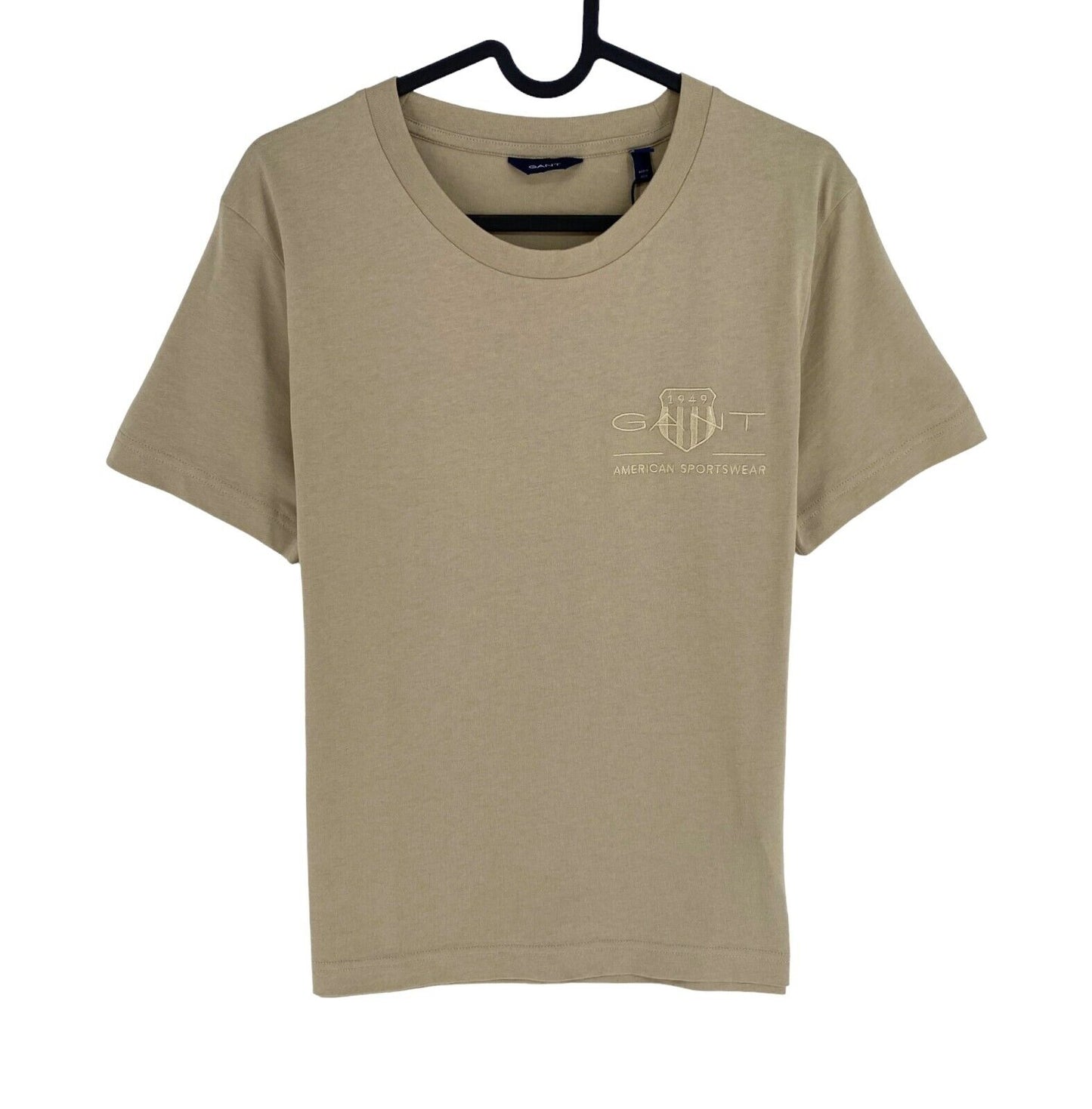 GANT Women Dark Beige Tonal Archive Shield Crew Neck SS T Shirt Size M