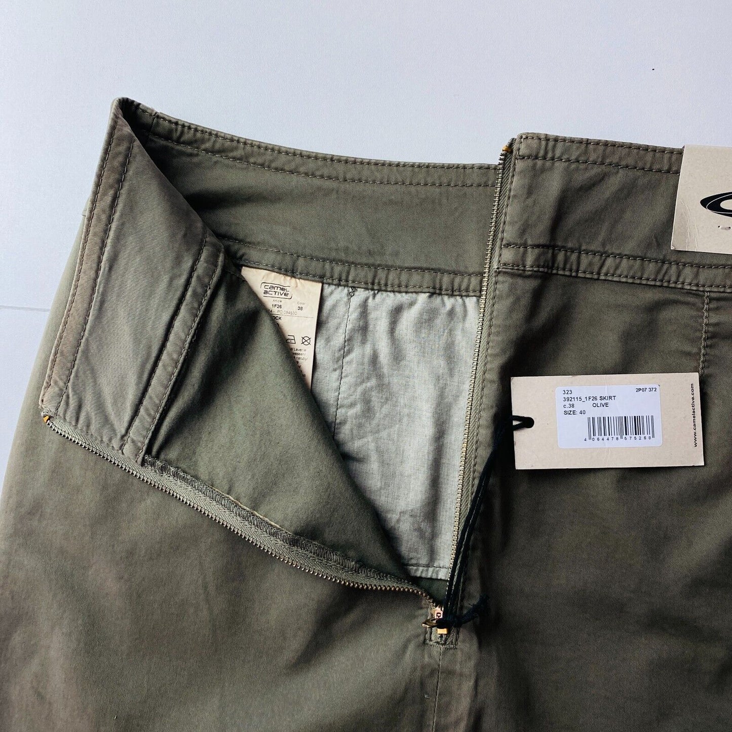 CAMEL ACTIVE Khaki Green Regular Fit Cargo Skirt Size EUR 40 W32