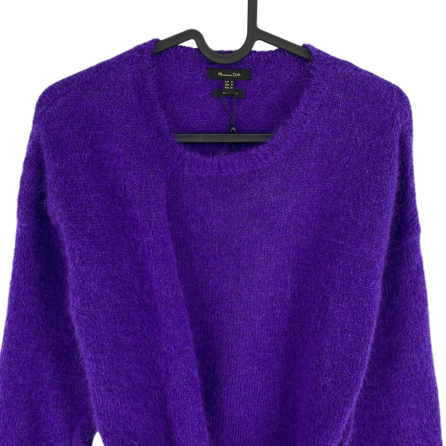 MASSIMO DUTTI Women Purple Alpaca Crew Neck Sweater Jumper Pullover Size S