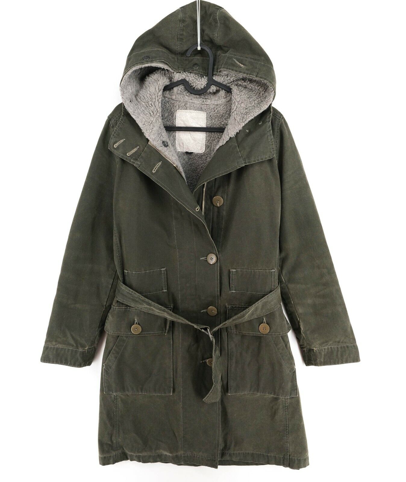 MURPHY & NYE Dark Green Hooded Belted Jacket Coat Size S