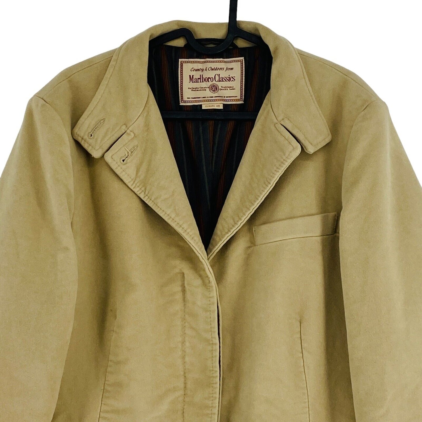 Marlboro Classics Beige 100% Cotton Over Coat Jacket Size EU 46 UK 18 US 16