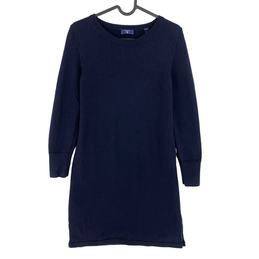 GANT Navy Blue 100% Wool Crew Neck Long Sleeves Dress Size S