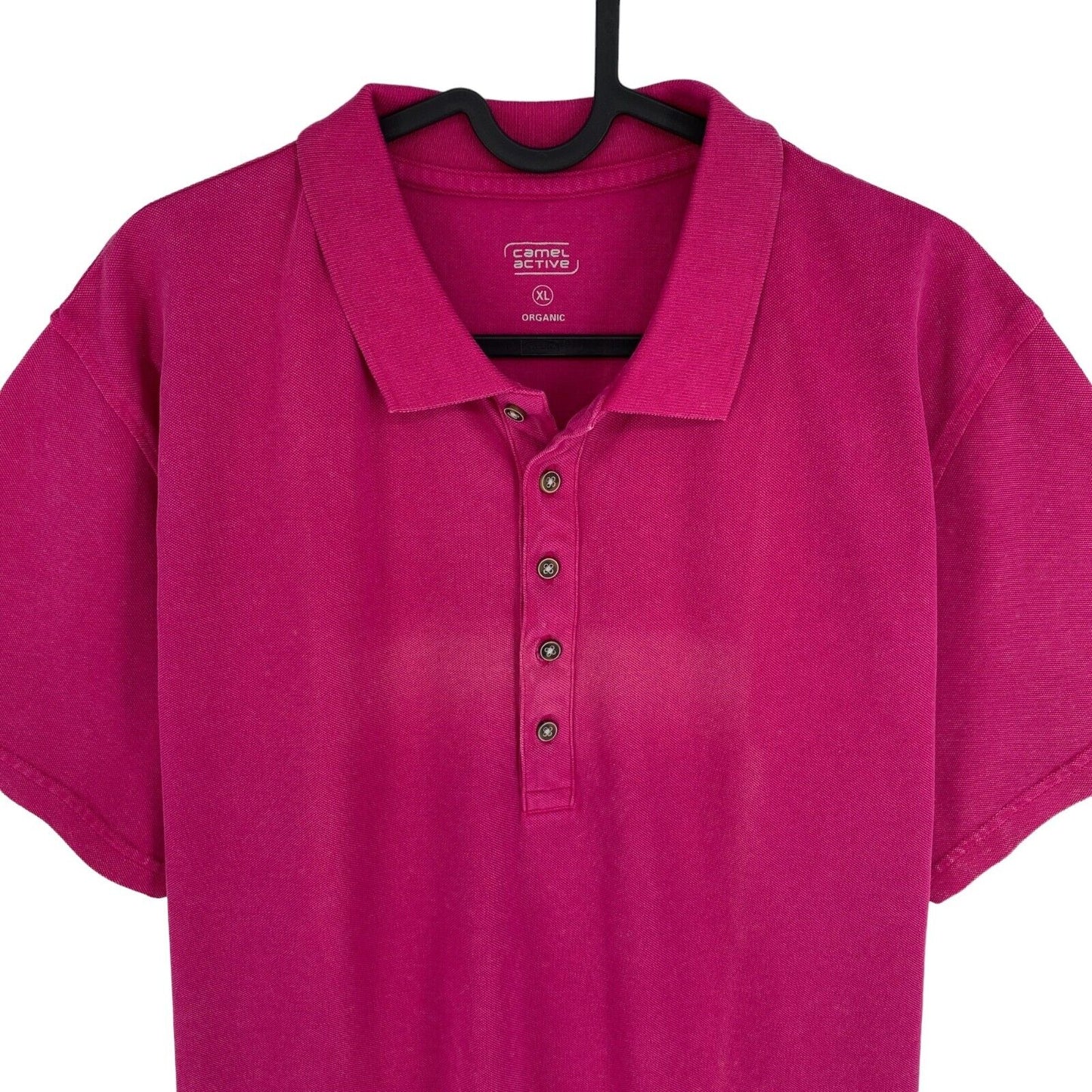 Camel Active Women Dark Pink Solid Short Sleeves Pique Polo Shirt Size XL