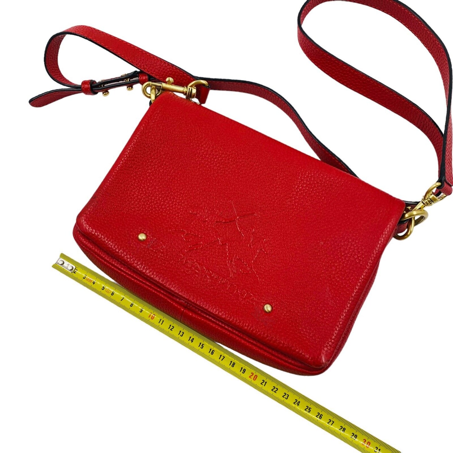 Sac messager à bandoulière 100% cuir rouge La Martina