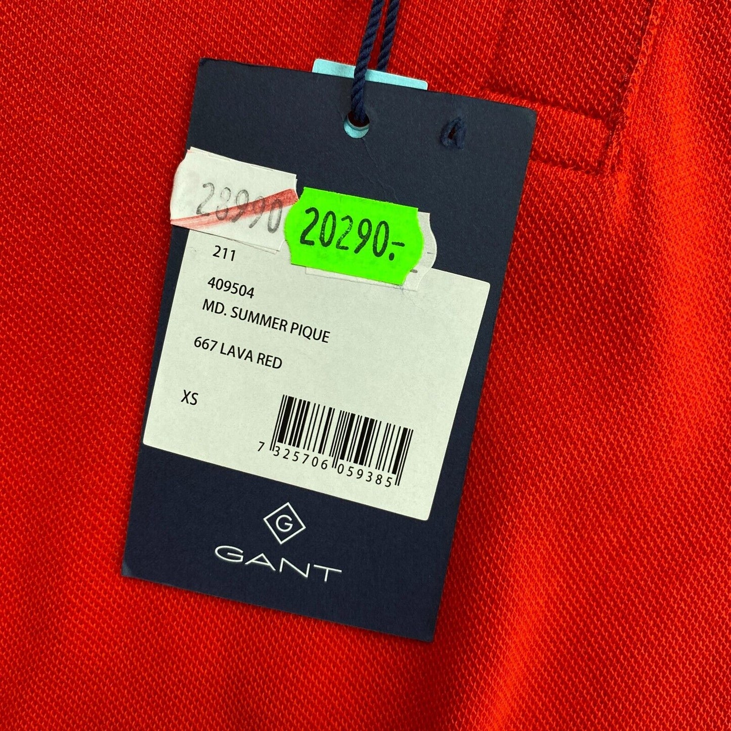 GANT Polo à manches courtes piqué d'été rouge taille XS