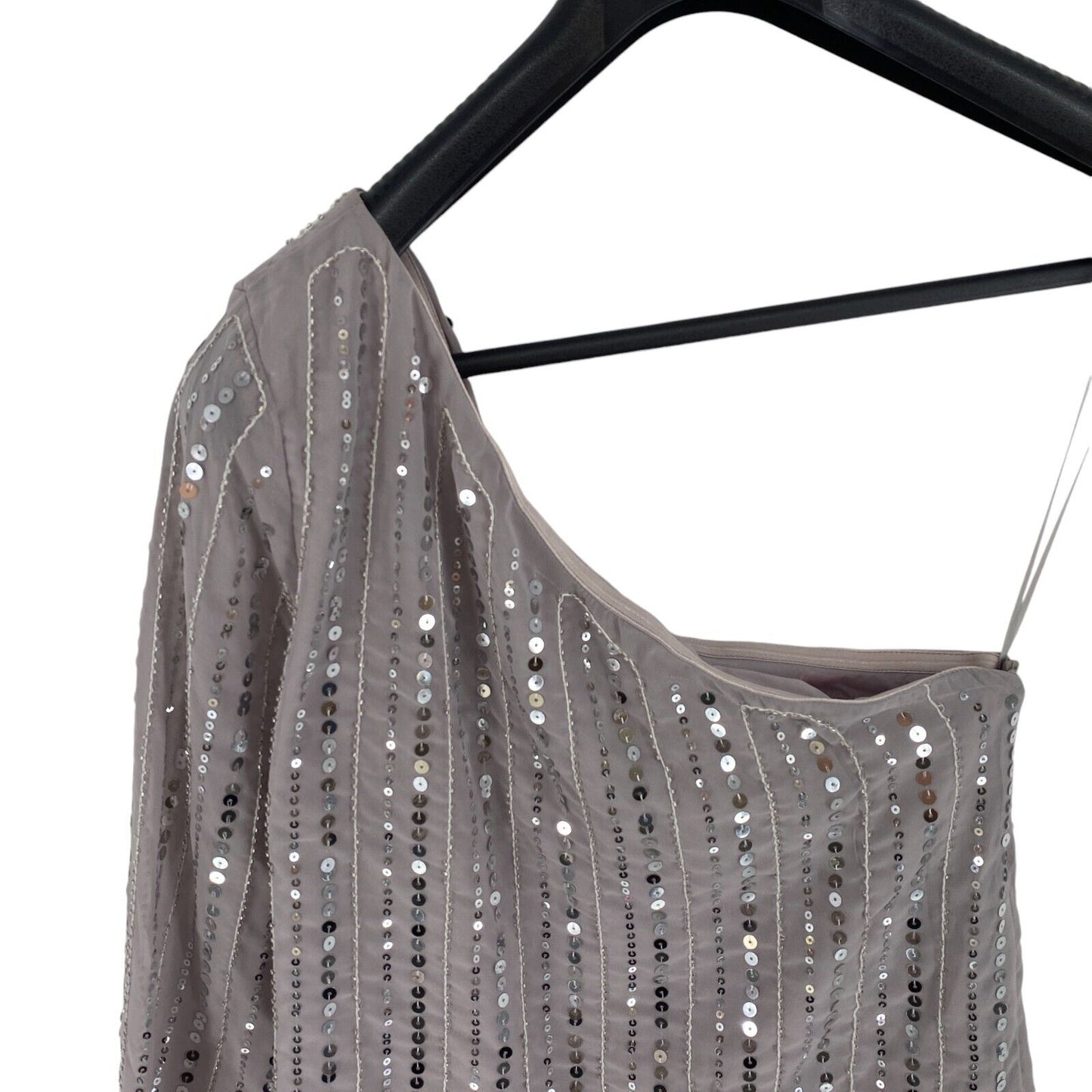 BSB Collection Women Grey Sequin One Shoulder Blouse Size EU 40 UK 12 US 10