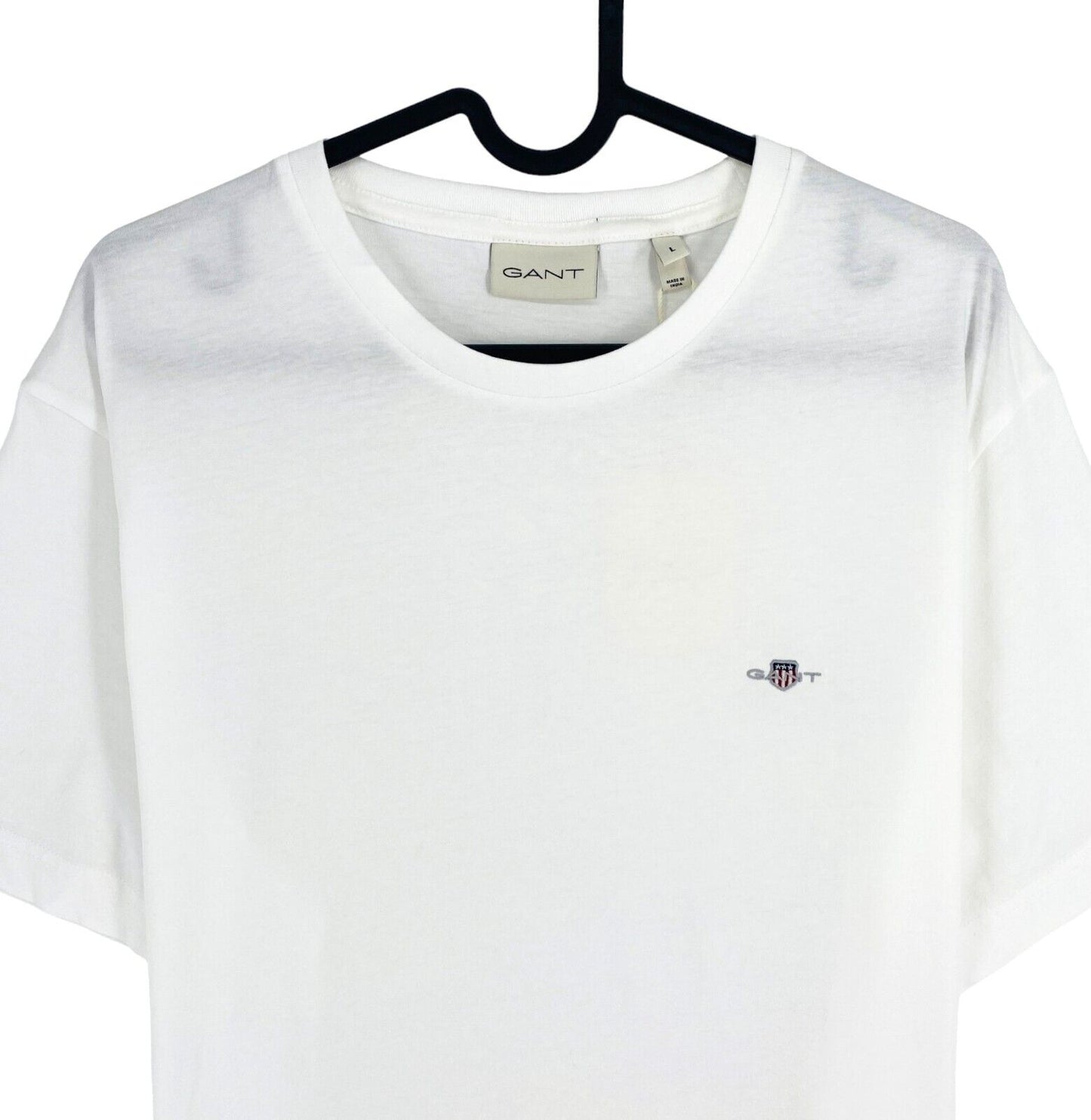 GANT Men White Reg Shield Crew Neck Short Sleeve T Shirt Size L