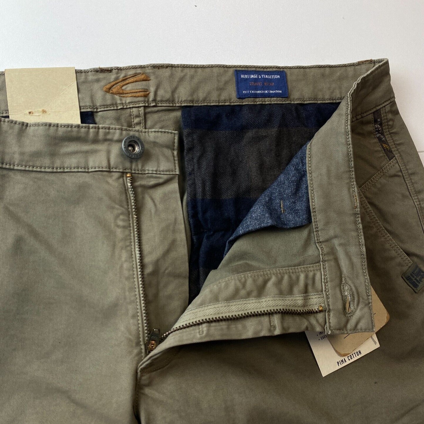 Camel Active MADISON Pantalon chino moderne coupe slim vert kaki W35 L30