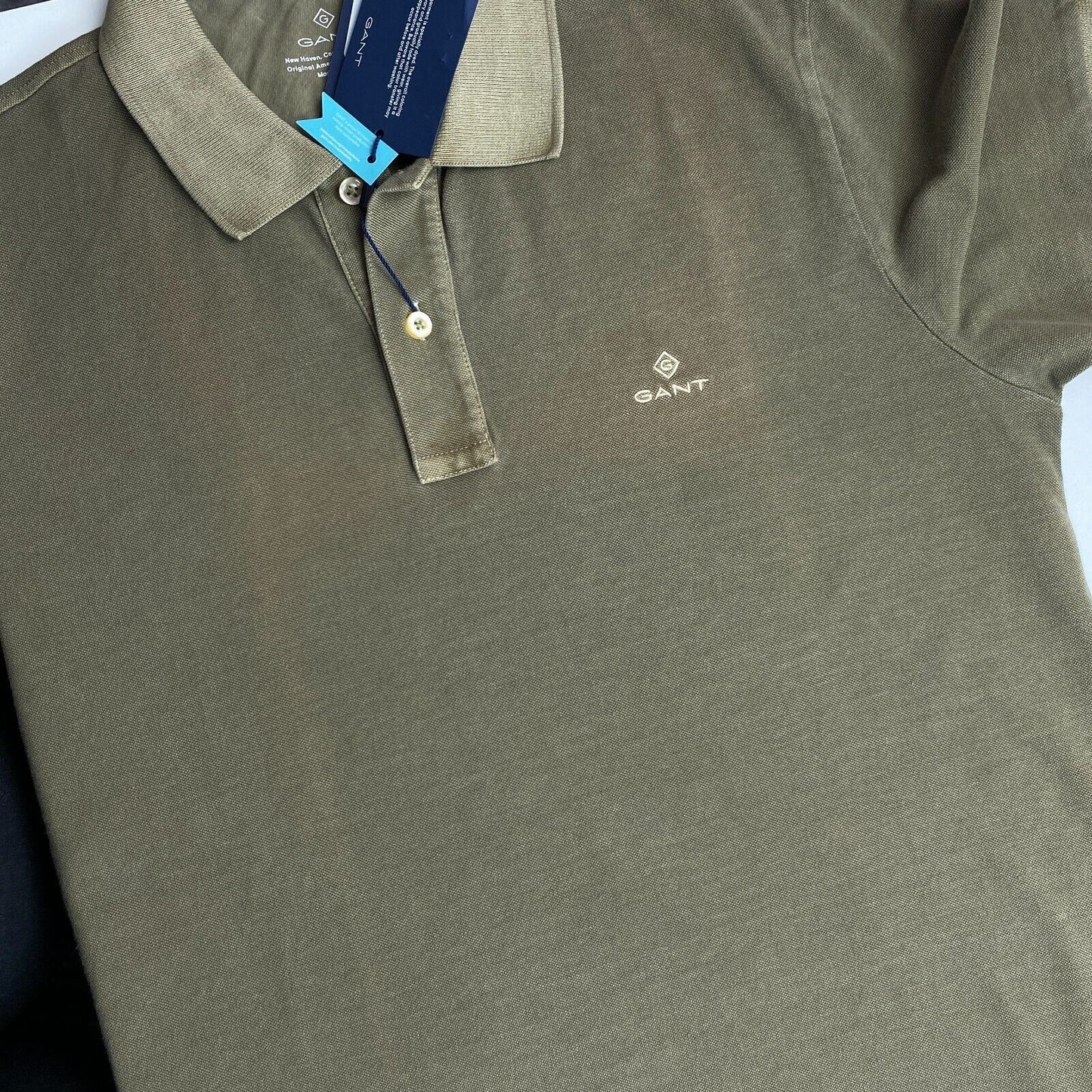 GANT Dark Green Sun Faded Pique Rugger Polo Shirt Size M