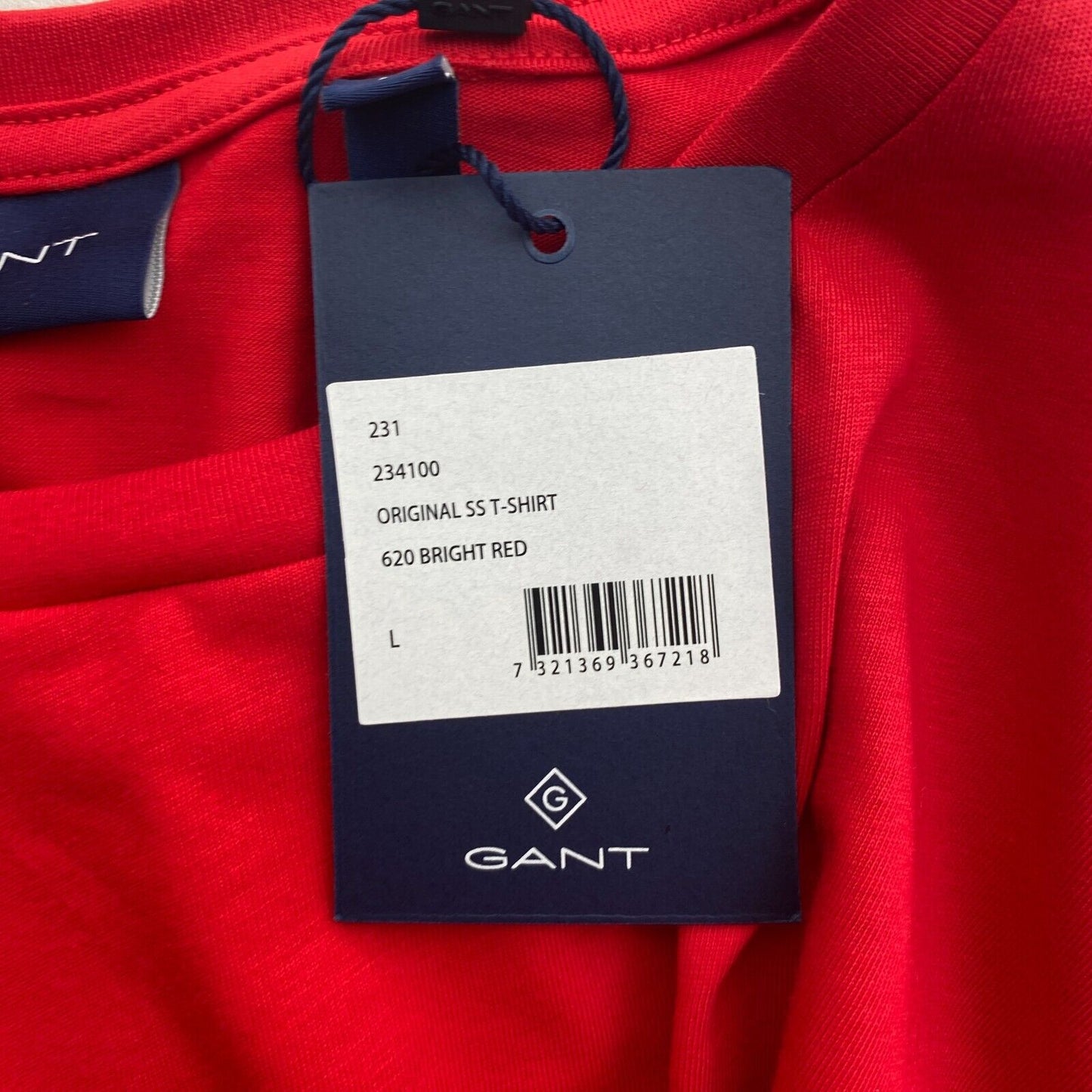 GANT Men Red Original Crew Neck Short Sleeves T Shirt Size L