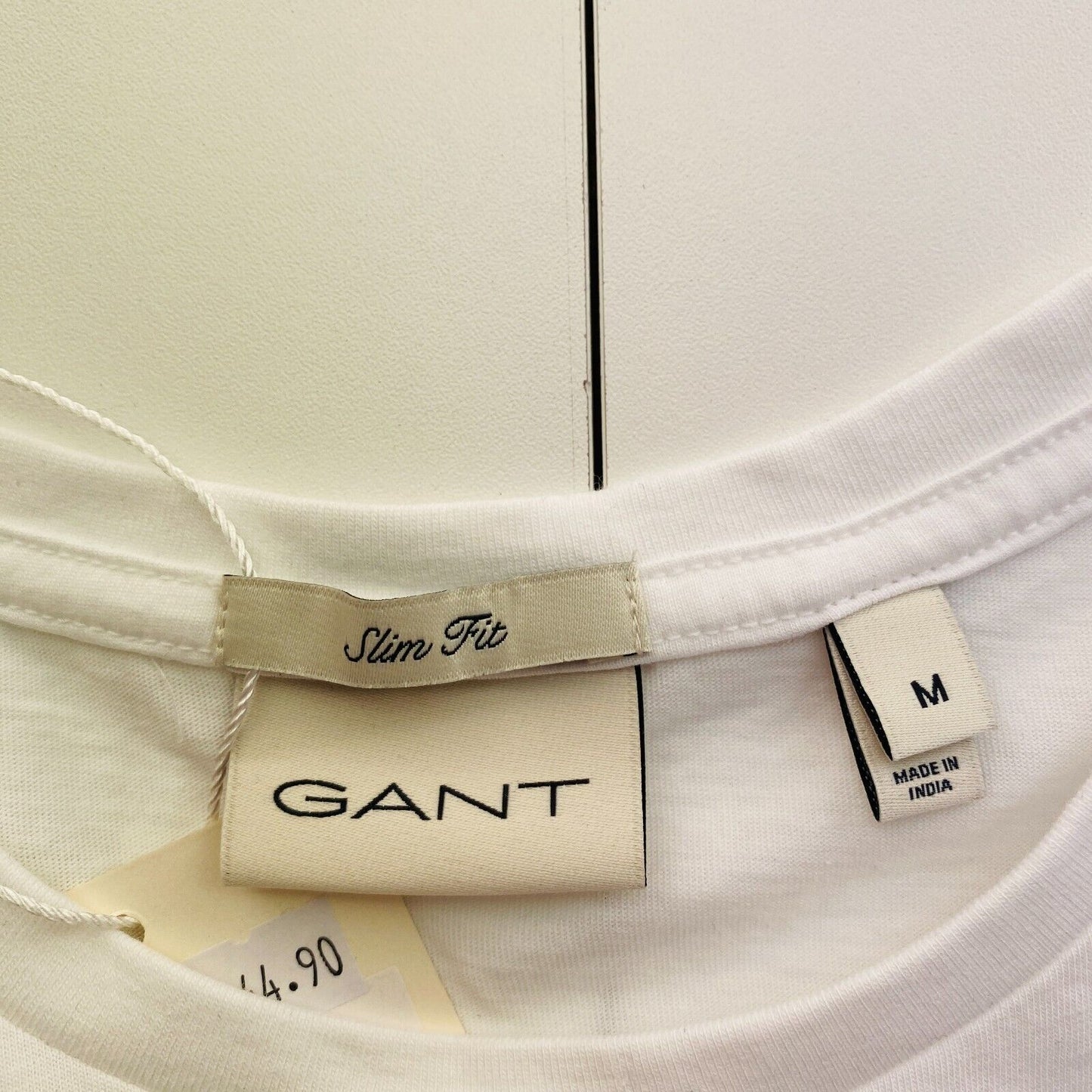 GANT Men White Slim Fit Shield Crew Neck Short Sleeves T Shirt Size M