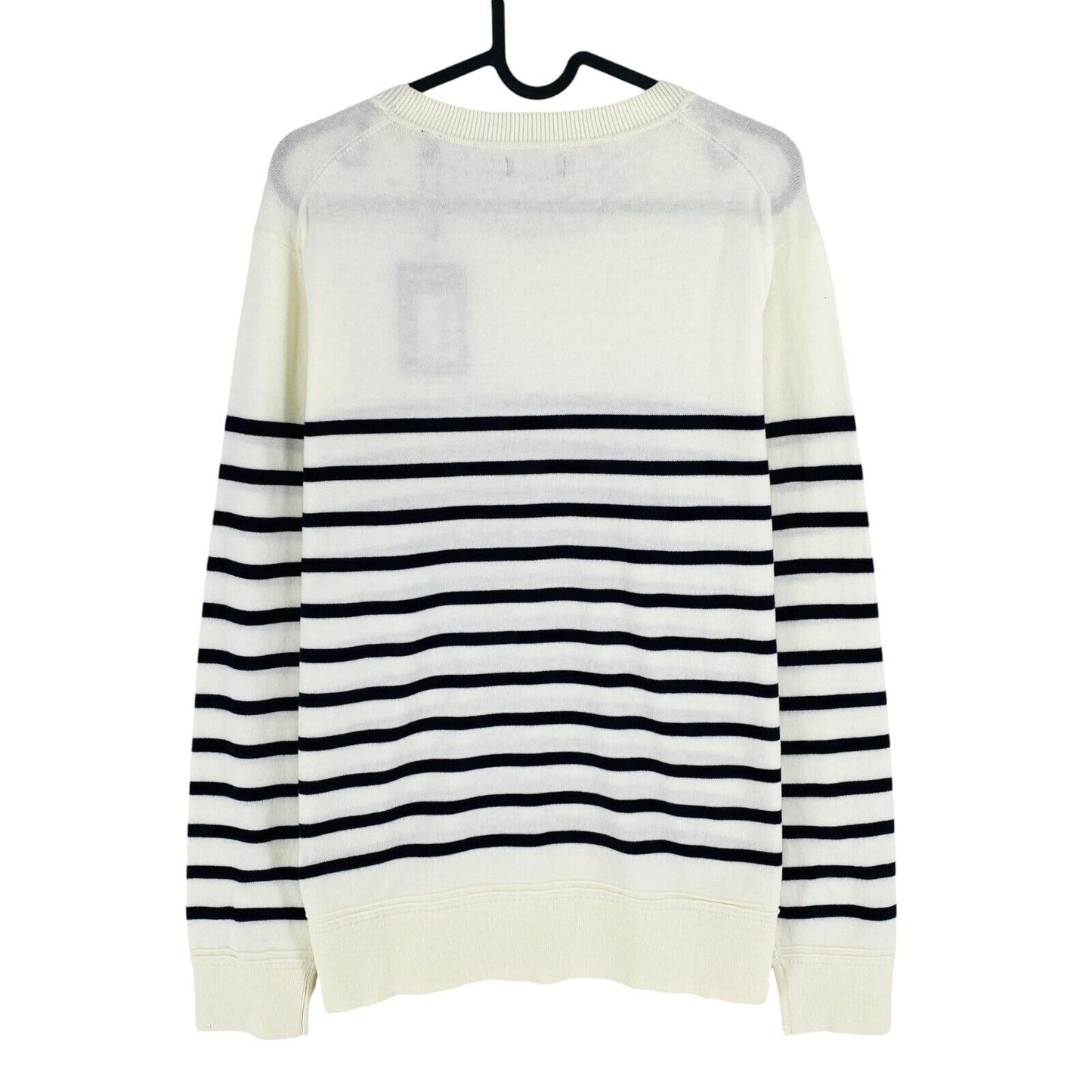 GANT Women White Light Breton Stripe Crew Neck Sweater Jumper Size 2XL XXL