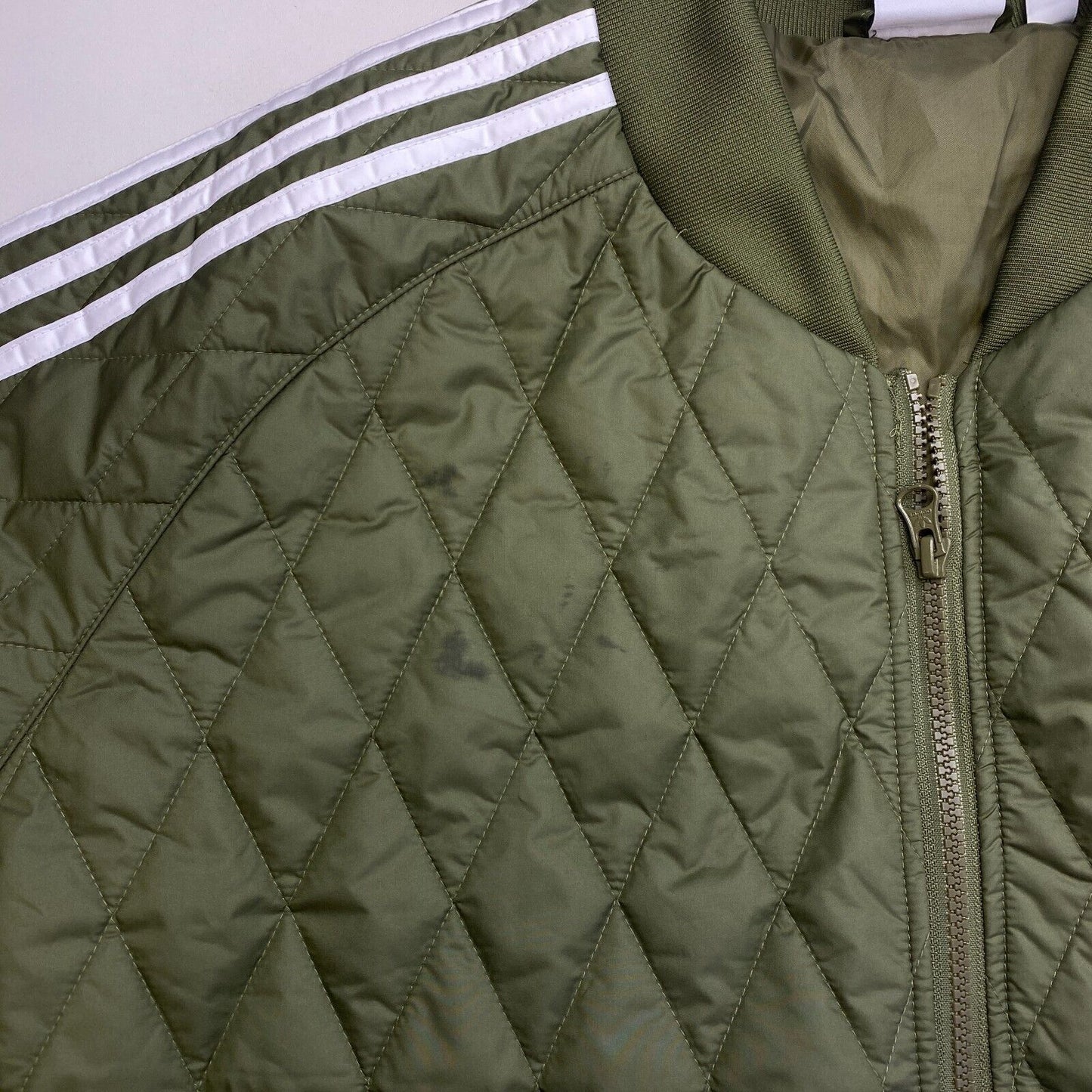 Adidas Men Green Quilted Bomber Jacket Coat Size XL