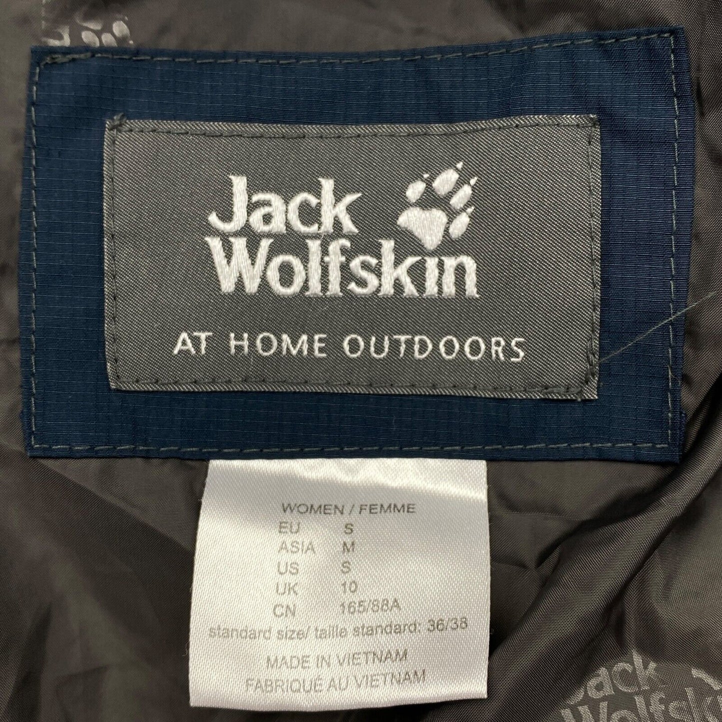 Jack Wolfskin Microguard Silver Navy Blue Hooded Parka Jacket Coat Size S