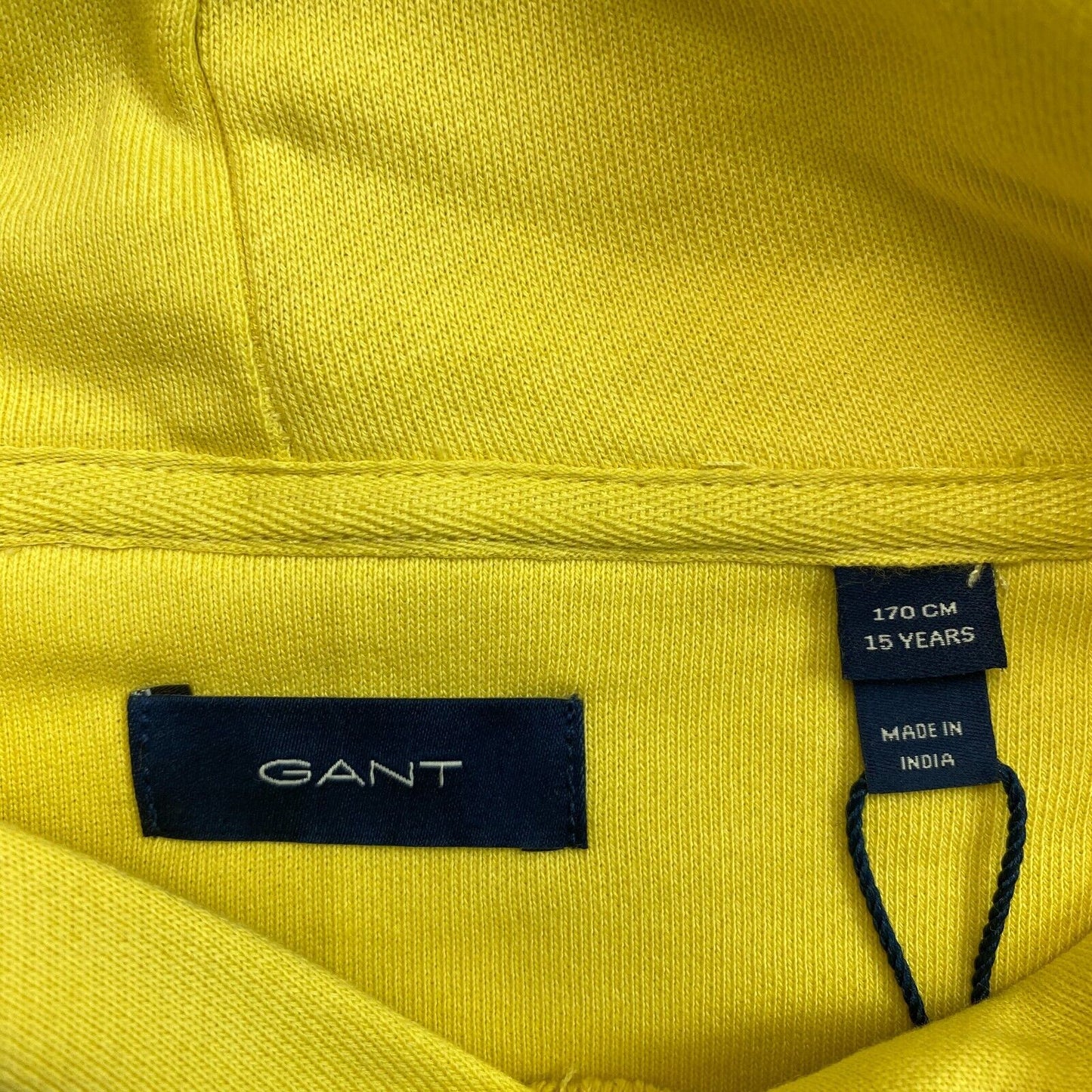 GANT Boys Yellow Contrast Shield Hoodie Sweater Size 15 Years 170 cm