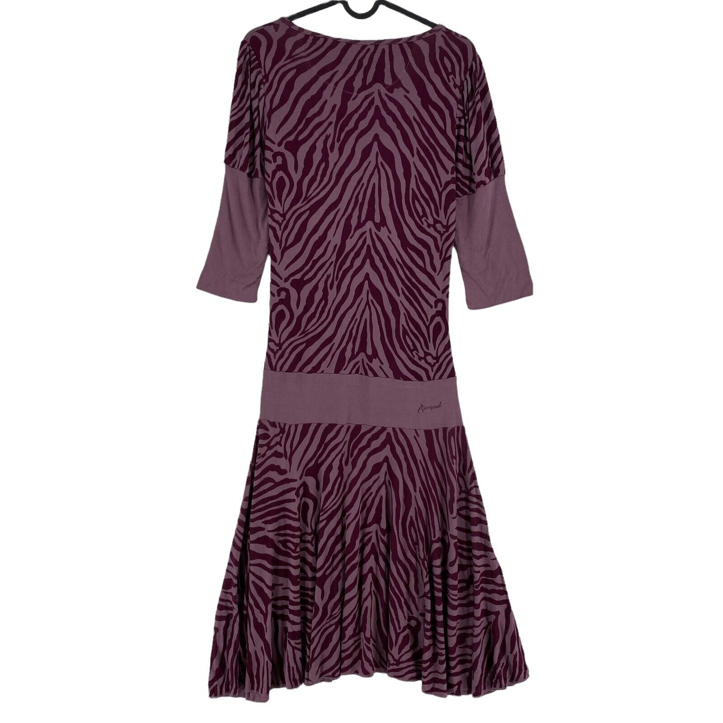 KOMODO FELINE Animal Print Purple Half Sleeve Deep V-Neck Flare Dress Size 2 / M