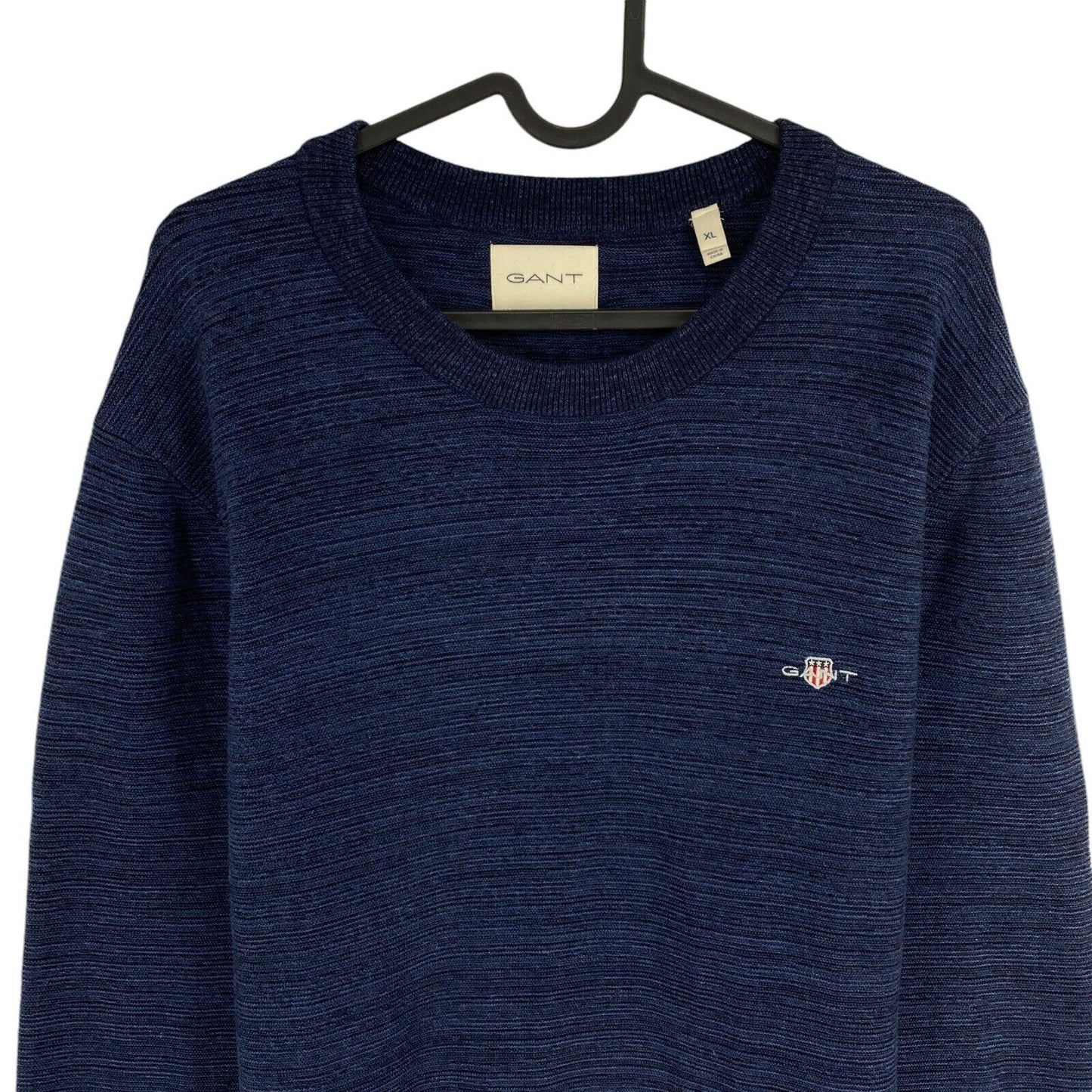 GANT Men Navy Blue Cotton Wool Crew Neck Sweater Jumper Size XL