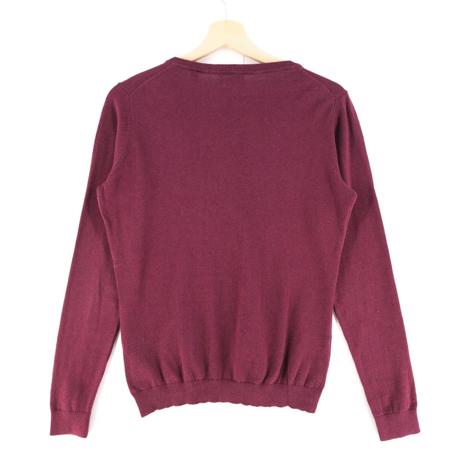 GANT Bordeaux Red V Neck Cotton Wool Blend Sweater Jumper Size S