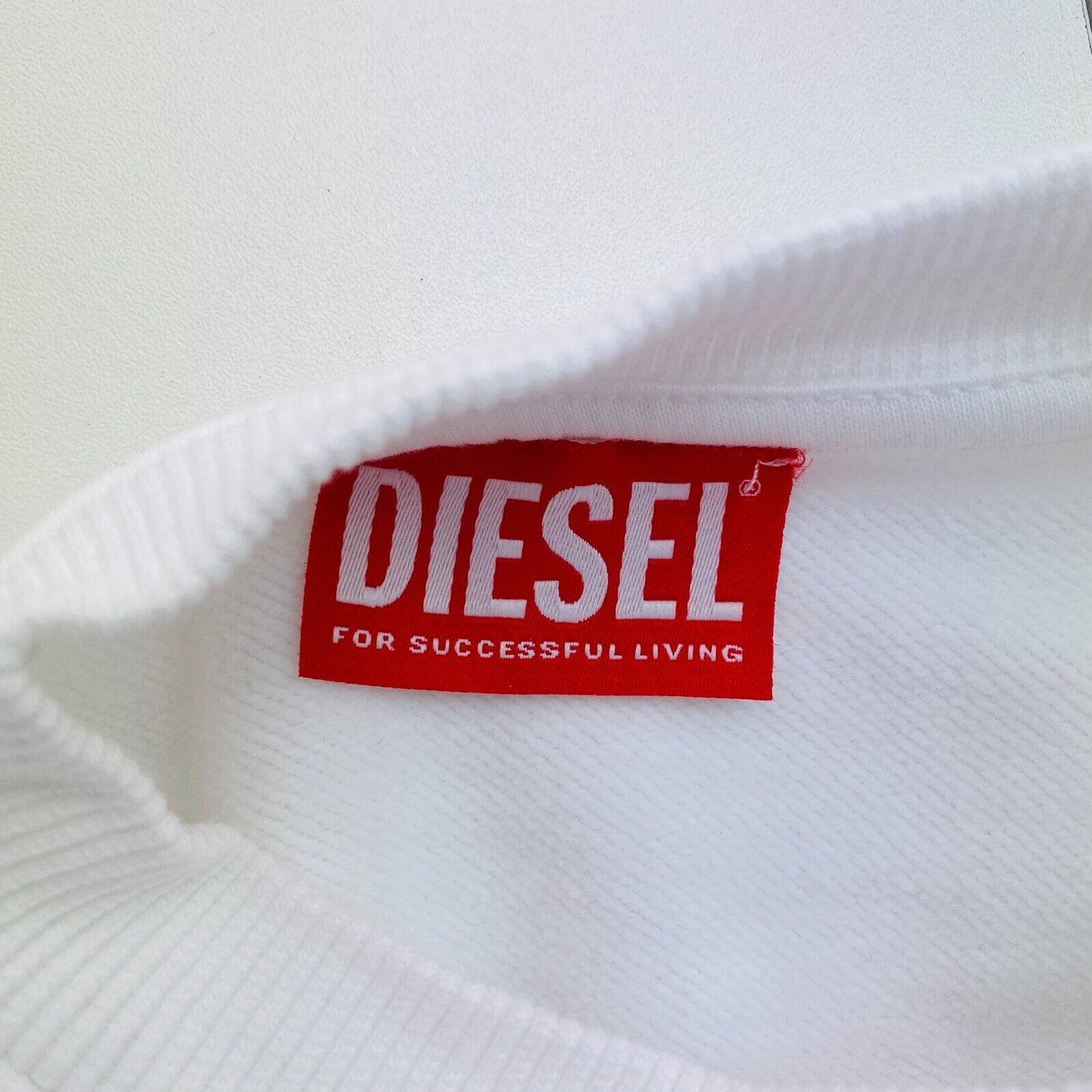 DIESEL Women White F_REGGY_DOVAL_PJ Crew Neck Jumper Sweater Size S