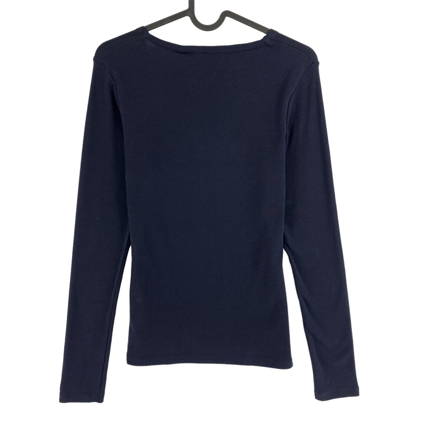 GANT Navy Blue 1x1 Rib Long Sleeves Solid T Shirt Size S