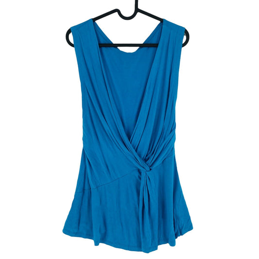 ANNA FIELD Blue Sleeveless Deep V-Neck Jersey Top Blouse Size EU 40 UK 12 US 10