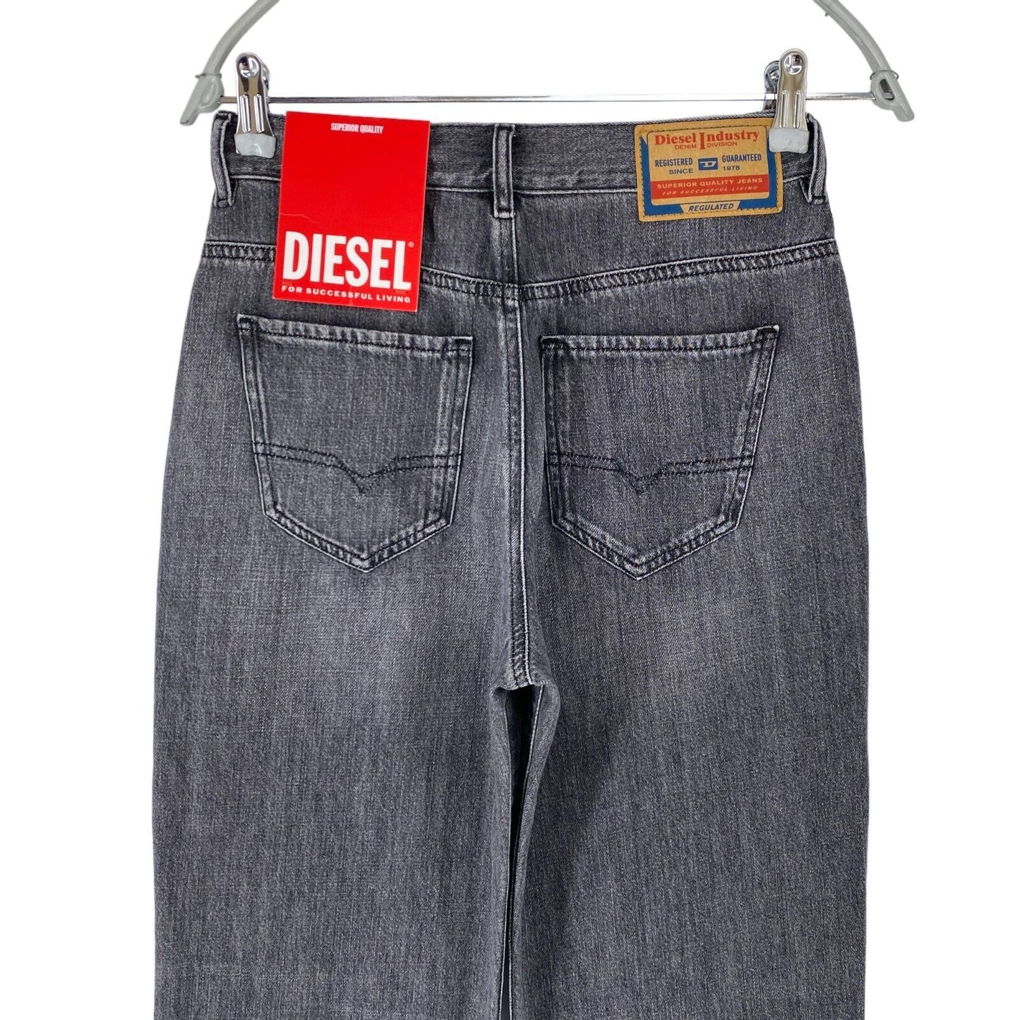 Diesel D-TULIP Women Grey High Waist Regular Straight Fit Jeans W25 L32