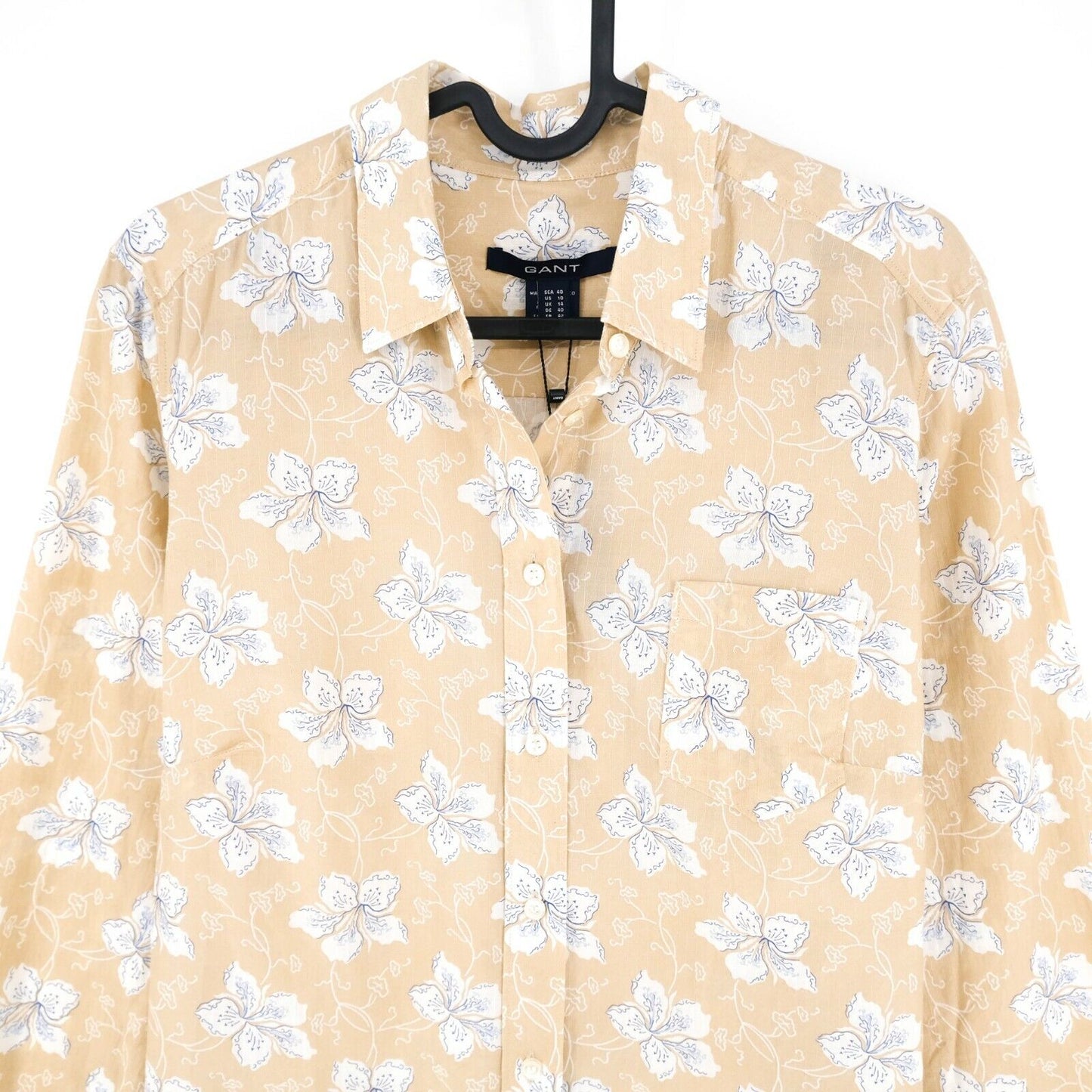 GANT Light Brown Floral Print Shirt Size EU 38 UK 12 US 8