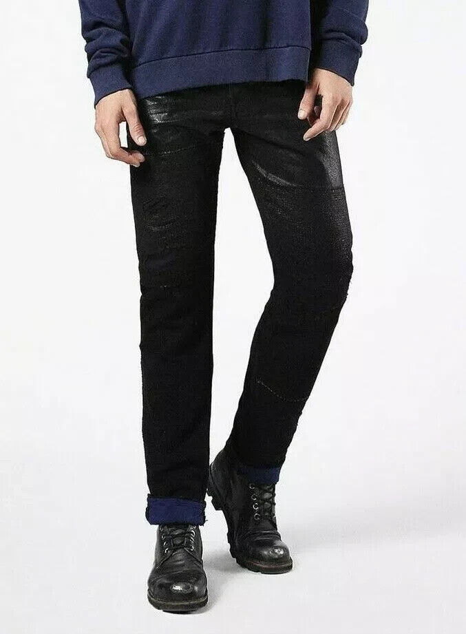 Diesel BUSTER 0856E Men Limited Edition Black Regular Slim Tapered Jeans W29 L32