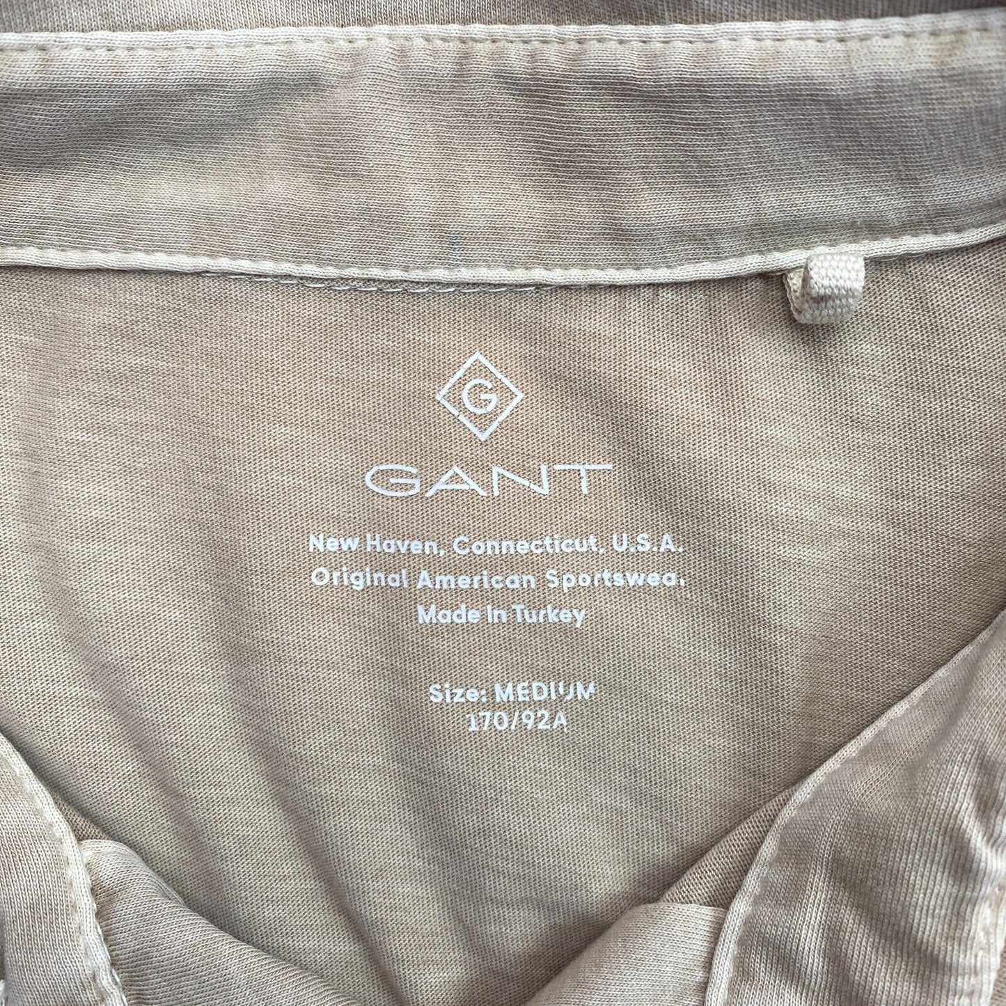 GANT Men Light Brown Sun Faded Jersey Short Sleeves Polo Shirt Size M