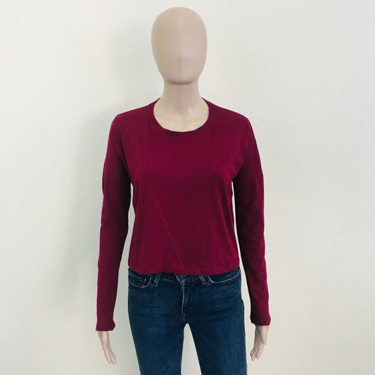 ZARA Trafaluc Red Long Sleeve T Shirt Top Blouse Size S