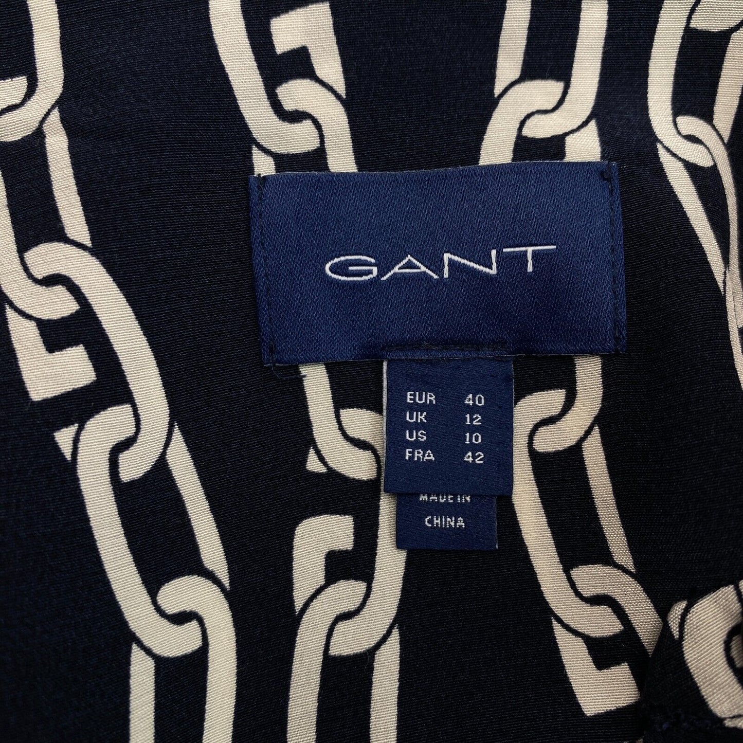 GANT Women Navy Blue Relaxed Chain Print Tunic Dress Size EU 40 UK 12 US 10