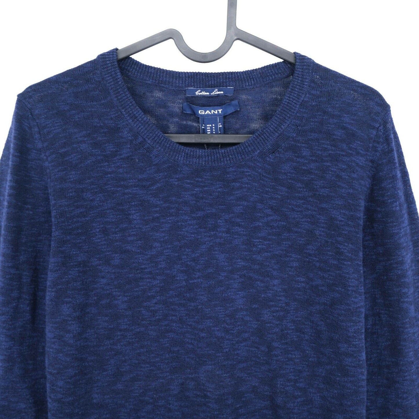 GANT Blue Cotton Linen Crew Neck Jumper Pullover Sweater Size S