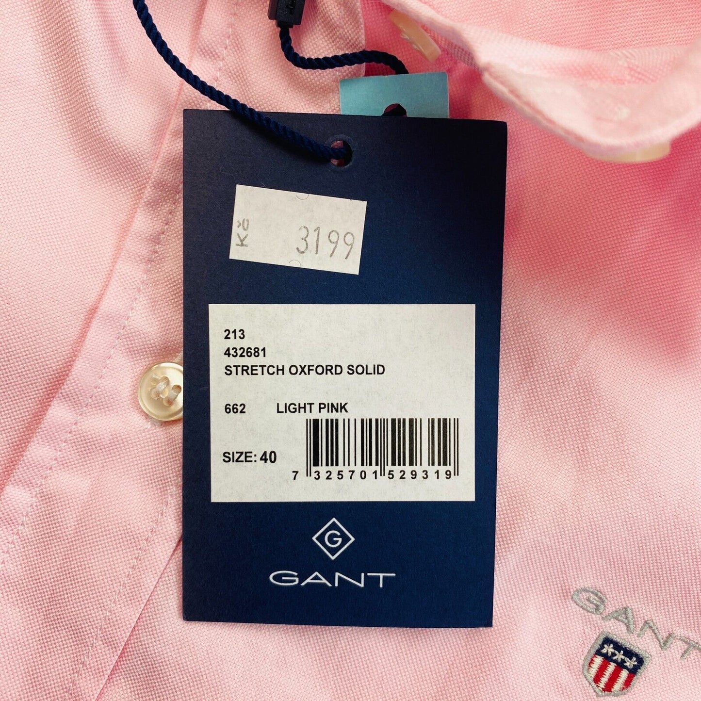 GANT Rosa Stretch Oxford Hemd Größe EU 40 UK 12 US 10